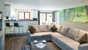Custom quarried stone was used on the base of the home and new siding applied above a belly band for a touch of charm and elegance. 4 Bedroom Executive Lodge With Split Level Layout Center Parcs