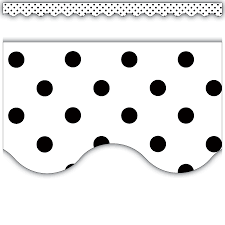 Black And White Polka Dot Bulletin Board Border Black Polka Dots On White Scalloped Border Trim Polka Dots Black Polka Dot Classroom Decor Dots