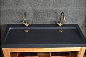 Double Vasque En Pierre Naturelle 120x50 Granit Noir Yate Shadow Vasque Vasque Pierre Double Vasque Salle De Bain