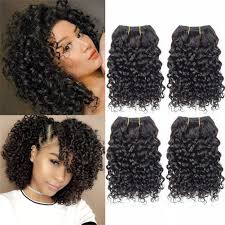 Curly Hair 8 Inches 4 Bundles Short Human Hair Kinky Curly Wave Brazilian Virgin Huamn Hair 50