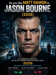 🎬 JASON BOURNE (2026) 🕶️🔥🌍 ⭐ Matt Damon • Alicia Vikander • Julia  Stiles 🎭 Action • Spy Thriller • Suspense 💬 “You can erase a name… but  not the truth.” Jason