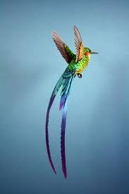 Tropical Birds With Long Tail Feathers Handmade Paper And Wood Long Tailed Hummingbird Sculpture Available To Buy Here Www Etsy Com Shop Zac Pajaros De Vivos Colores Colibri Fotos Tatuajes De Aves