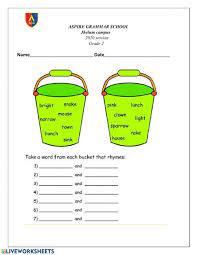 What rhymes with grade 2? Literacy Worksheet