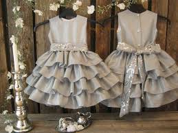 Silver Flower Girl Dress Grey Girls Ruffle Dress Winter Wedding Flower Girl Dress Toddler Sp Girls Ruffle Dress Flower Girl Dresses Silver Flower Girl Dress