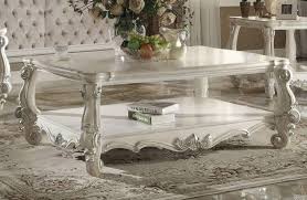 Bone White Coffee Table Set 3 Pcs 82123 Versailles Acme Carved Wood Classic 82123 Versaille Coffee Table Set 3 Buy Online Coffee Table White Coffee Table Coffee Table With Shelf