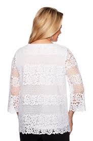 Solid Lace Biadere Top Alfred Dunner