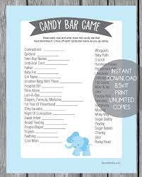 Baby Shower Candy Bar Game Blue Elephant Baby Shower Candy Bar Elephant Baby Shower Boy Elephant Baby Shower Theme