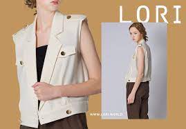 翻領金釦後鬆緊短版背心 米色in 2021 fashion chef jackets lori