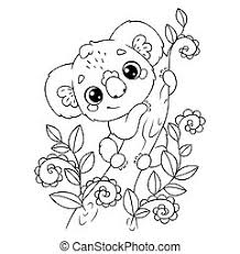 Check spelling or type a new query. Cute Koala Eating Leaves Coloring Page Canstock