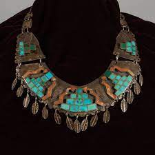 Incredible 1930s Zuni Turquoise Coral Inlay Necklace Turquoise Coral Jewelry Turquoise Jewelry Native American Fashion Necklace