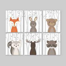 Fox Animal Wall Art Nursery Decor Woodland Forest Animals Baby Etsy Animal Baby Room Baby Boy Nursery Art Nursery Art Boy