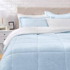 The soothing shade creates a sober and gentle setting making you feel relaxed and calm. Amazon Com Amazon Basics Ultra Soft Micromink Sherpa Comforter Bed Set Smoke Blue Full Queen Home Kitchen