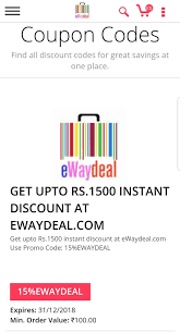 Get Upto Rs 1500 Instant Discount At Ewaydeal Com Use Promo Code 15 Ewaydeal Discount Codes Coupon Affiliate Programs Promo Codes