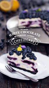 No Bake White Chocolate Blueberry Lemon Cheesecake Recipe Lemon Cheesecake Cheesecake Baking