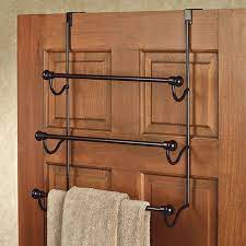 Blue donuts over the door towel rack bar with 5 towel hooks organizer, bronze. Bronze Over The Door Three Bar Towel Rack Toallero Toalleros Bano Toallas De Bano Decorativas