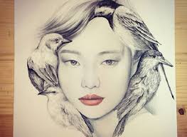 korean artist known under the pseudonym okart is a passionate fan of birds and poetry these hobbies into full display in her work th cizim cizimler portre