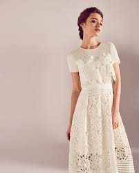 Please select your delivery country Guipure Lace Sheer Panel Wedding Dress Ivory Ss17 Tie The Knot Ted Baker Row Dresses High Street Wedding Dresses Gowns Dresses