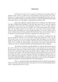 This article also gives data on the question does race affect. Homelessness Essay