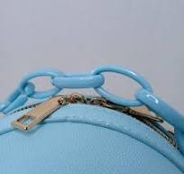 Fashion Faux Leather Basketball Clutch with Thick Chain Handles( Blue)