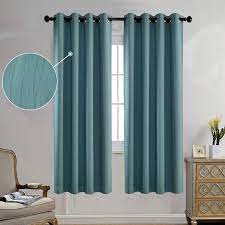 Grommet curtains come in dozens of fabrics, styles and colors for just about any décor style. Amazon Com Miuco Blackout Curtains Room Darkening Curtains Textured Grommet Curtains For Window Treatment 2 Panels 52x63 Inch Long Teal Kitchen Dining