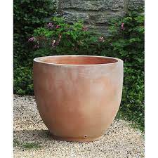 5 x large terracotta stone plant pots planters. Causago Round Large Terra Cotta Plant Pots Kinsey Garden Decor