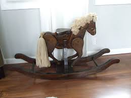 Antique Wooden Rocking Horse Amish Handmade 1854654136