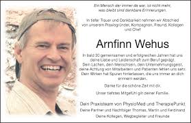 Traueranzeigen von Arnfinn Wehus