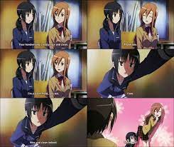 Ahaha Tsuda Just Standing There Too Tired To Respond To Them Seitokai Yakuindomo Seitokai Yakuindomo Anime Memes Funny Anime Funny
