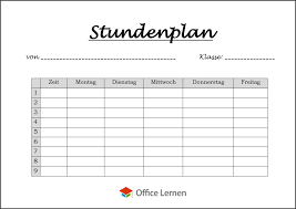 Blanko tabelle zum bearbeiten : Kostenlose Stundenplanvorlagen Office Lernen Com