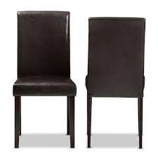 Baxton Studio Mia Dark Brown Faux Leather Dining Chair Set Of 2 Leather Dining Chairs Faux Leather Dining Chairs Upholstered Dining Chairs