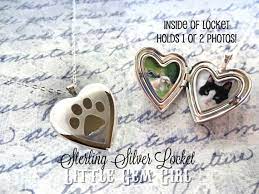Custom Photo Heart Pet Locket 925 Sterling Silver Paw Print Locket Necklace In Memory Pet Heart Memorial Remembrance Engraved Name Sterling Silver Cat Locket Dog Paw Necklaces