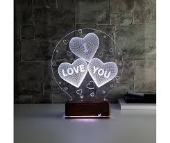 Tahtamoda 3d 3 Boyutlu Dekoratif Led Masa Gece Lambasi Kisiye Ozel Kalp I Love You Kumandali 16 Renk Rgbtht3d121 Led Masa Renkler