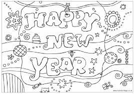Happy New Year Design Colouring Page New Year Coloring Pages New Year Printables Free New Year Cards