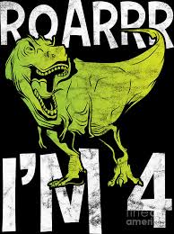 Happy 4th birthday dinosaur images. Fourasaurus Dino Dinosaur 4rth Birthday Gift Idea Digital Art By Haselshirt