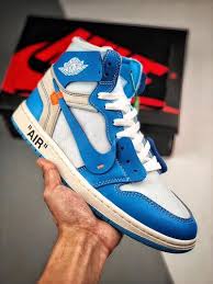 Original Womens Black And White Air Jordan 1 Nike Air Jordan 1 X Off White Aj1 Unc Ao0818 148 Yupoo Off White Shoes Air Jordans Sneakers Blue