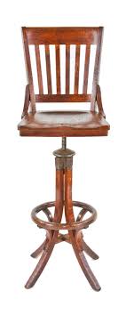 Very Clean And Well Maintained Fully Adjustable Early 20th Century Varnished Oak Wood Chair Back Draftsman Stool Vintage Industrial Furniture Wood Chair Drafting Chair
