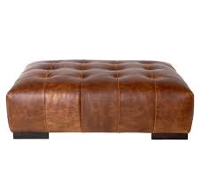 Cisco Brothers Arden Modern Classic Tufted Terracotta Leather Rectangle Coffee Table Ottoman Leather Ottoman Coffee Table Leather Ottoman Coffee Table Rectangle