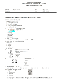 Les Privat Matematika Sd Jogja Bank Soal Uas Bahasa Inggris Kelas 1 Sd Semester 1