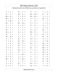 100 Horizontal Mixed Operations Questions Facts 1 To 10 A Math Worksheet Math Fact Worksheets 4th Grade Math Worksheets Addition And Subtraction Worksheets