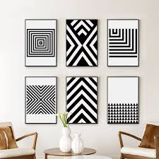 Black and white love kiss abstract picture modern canvas wall art for bedroom wall decor for couples canvas prints artwork for home bathroom and living room wall decoration stretched an average rating: Black And White Abstract Geometric Pattern Canvas Art Painting Print Poster Picture Wall Office Bedroom Modern Home Decor A2a3a4 Painting Calligraphy Aliexpress