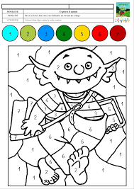Le Petit Ogre Veut Aller A L Ecole Coloriage Magique Avec Des Chiffres De 1 A 7 Petit Ogre Coloriage Chiffre Coloriage Magique