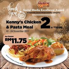When the craving kicks in, just order your bk meal with food panda to enjoy 20% off! Kenny Rogers Roasters Chicken Pasta Meal For Rm11 75 Per Person Only