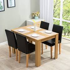 Oak dining room sets with benches. Modern Wooden Oak Dining Table And 4 Black Chairs And Bench