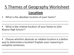 Savesave the five themes of geography worksheet (1) for later. Aim Why Is Geography A Key In Understanding Global History Do Now Make A List Of Things That Help Us Find Our Way Excluding Gps And Mapquest Ppt Download