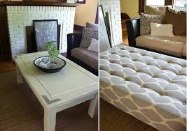 Although there are a million and one tutorials on how to make an ottoman from a coffee table, each of them that i saw was tufted or not tailored. Goodshomedesign