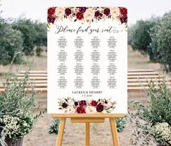 Printable Wedding Seating Chart Template Floral Seating
