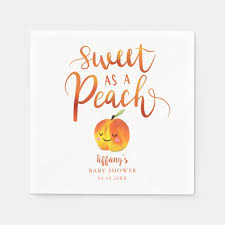 It can be a ton of work to find and make recipes that are easy to eat while mingling and. Sweet Little Peach Girls Summer Baby Shower Napkins Zazzle Com