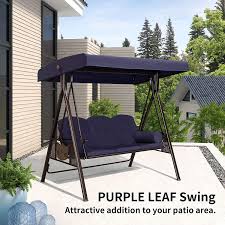 Maybe you would like to learn more about one of these? Buy Purple Leaf 3 Seat Deluxe Outdoor Patio Porch Swing With Weather Resistant Steel Frame Adjustable Tilt Canopy Cushions And Pillow Included Navy Blue Online In Indonesia B08nx1s7ns