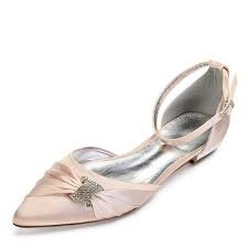 Sandalen mit absatz für damen, die im herbst 2021 voll im trend liegen. Frauen Satin Flascher Absatz Geschlossene Zehe Flache Schuhe Sandalen Mit Kristall 047174727 Jj S House