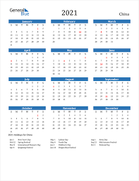 Free printable monthly calendar 2021. 2021 Calendar China With Holidays